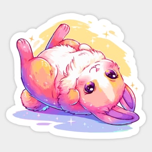 Happy fluffy bunny with vivid colors Sticker